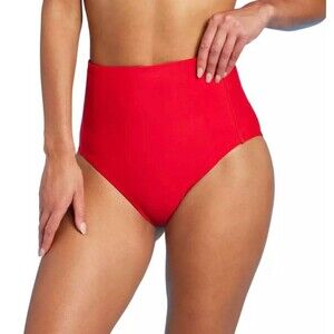 NWT Kona Sol Red Extra High Waist Tummy Control Bikini Bottom Size Small